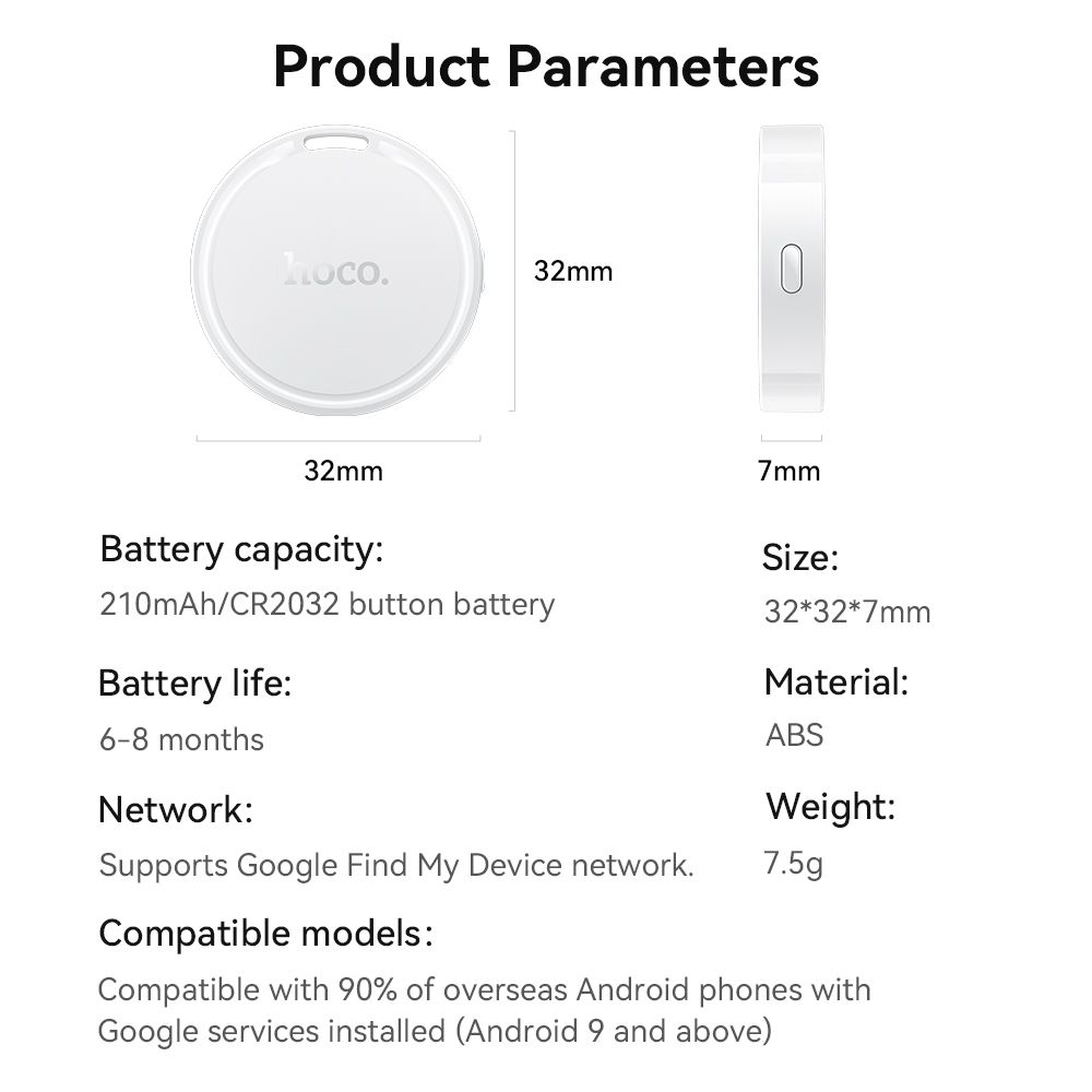 Hoco E96A (For Android) Busca Intelligent Positioning Anti-Lost Device Tag (Android Find Hub)