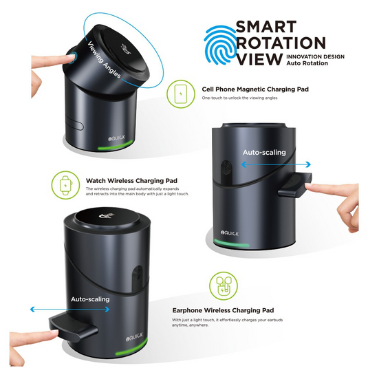 iQuick Satellite CBT-10Q 3 in 1 Foldable Wireless Charger Stand