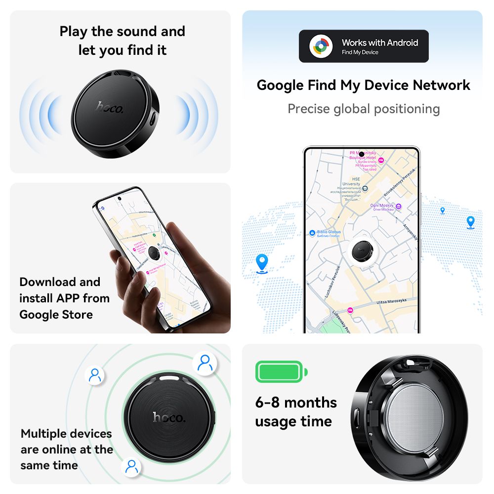 Hoco E96A (For Android) Busca Intelligent Positioning Anti-Lost Device Tag (Android Find Hub)