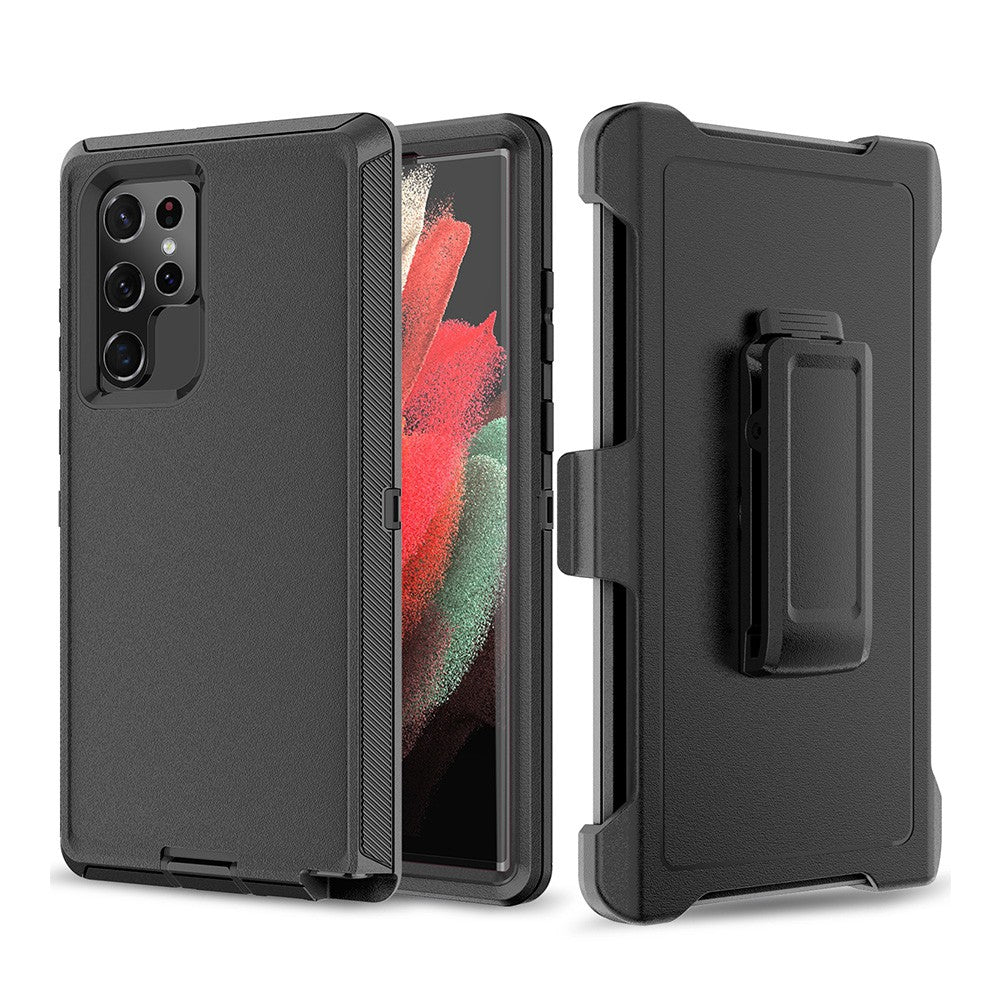 Shockproof Robot Armor Hard Plastic Case with Belt Clip for Samsung Galaxy S22 Ultra