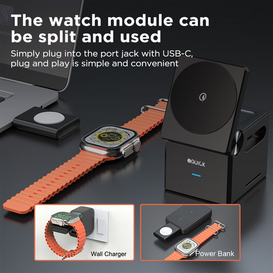 iQuick CUBE T1 3 in 1 Foldable Wireless Charger Stand Galaxy/ Apple Watch Pads