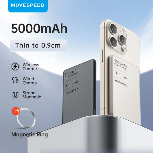 MOVE SPEED S5 Ultra-thin Titanium Magnetic Power Bank 5000mAh