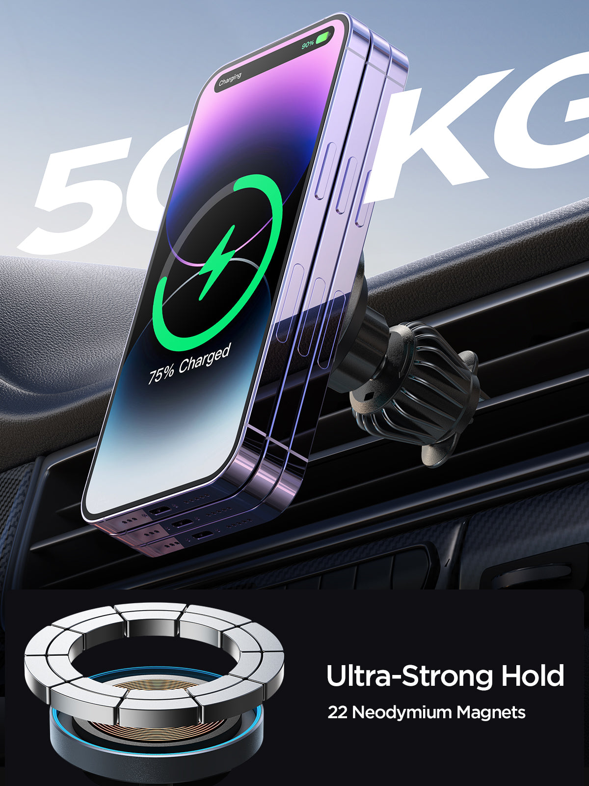 JOYROOM JR-ZS240 Pro 15W Fast wireless Magnetic Wireless Car Charger (Magsafe)