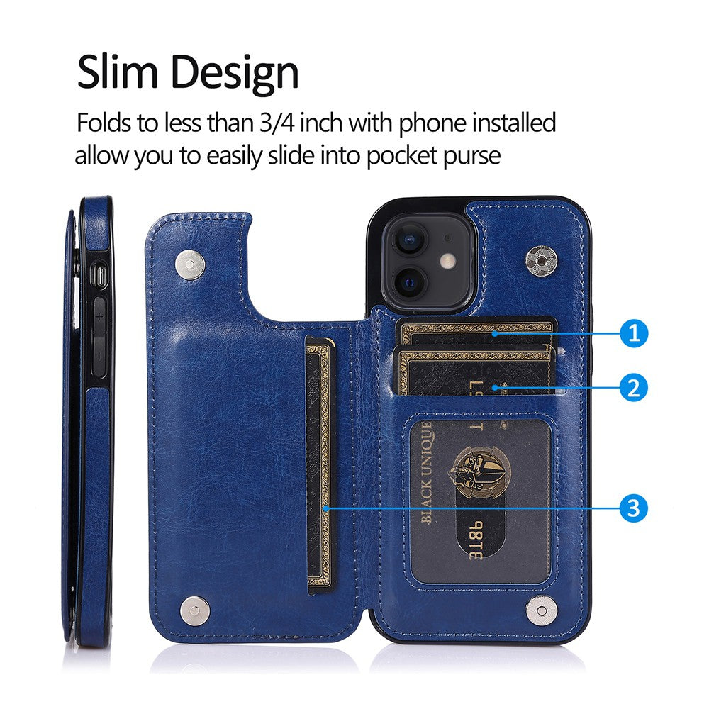 Back Flip Leather Wallet Cover Case for iPhone 12 Pro Max (6.7'')