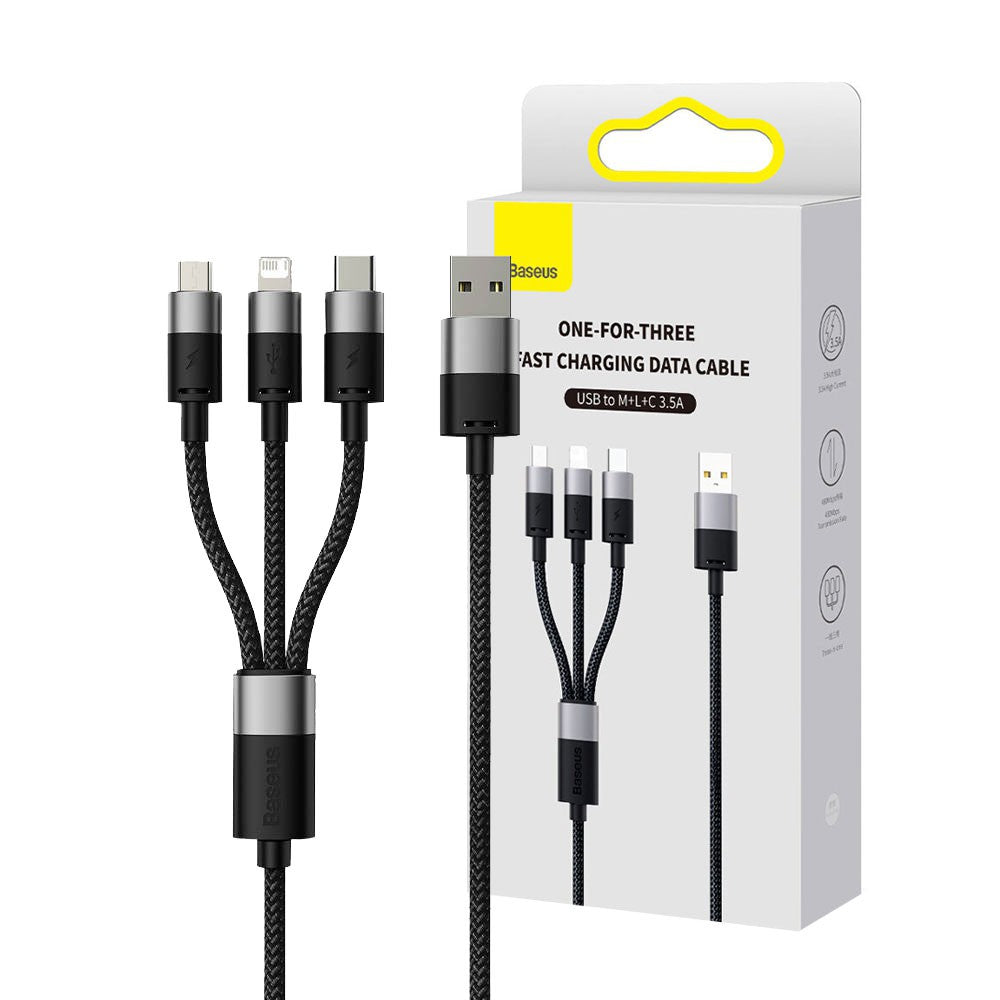 Baseus StarSpeed 1-for-3 Fast Charging Data Cable USB to M+L+C 3.5A 1.2m