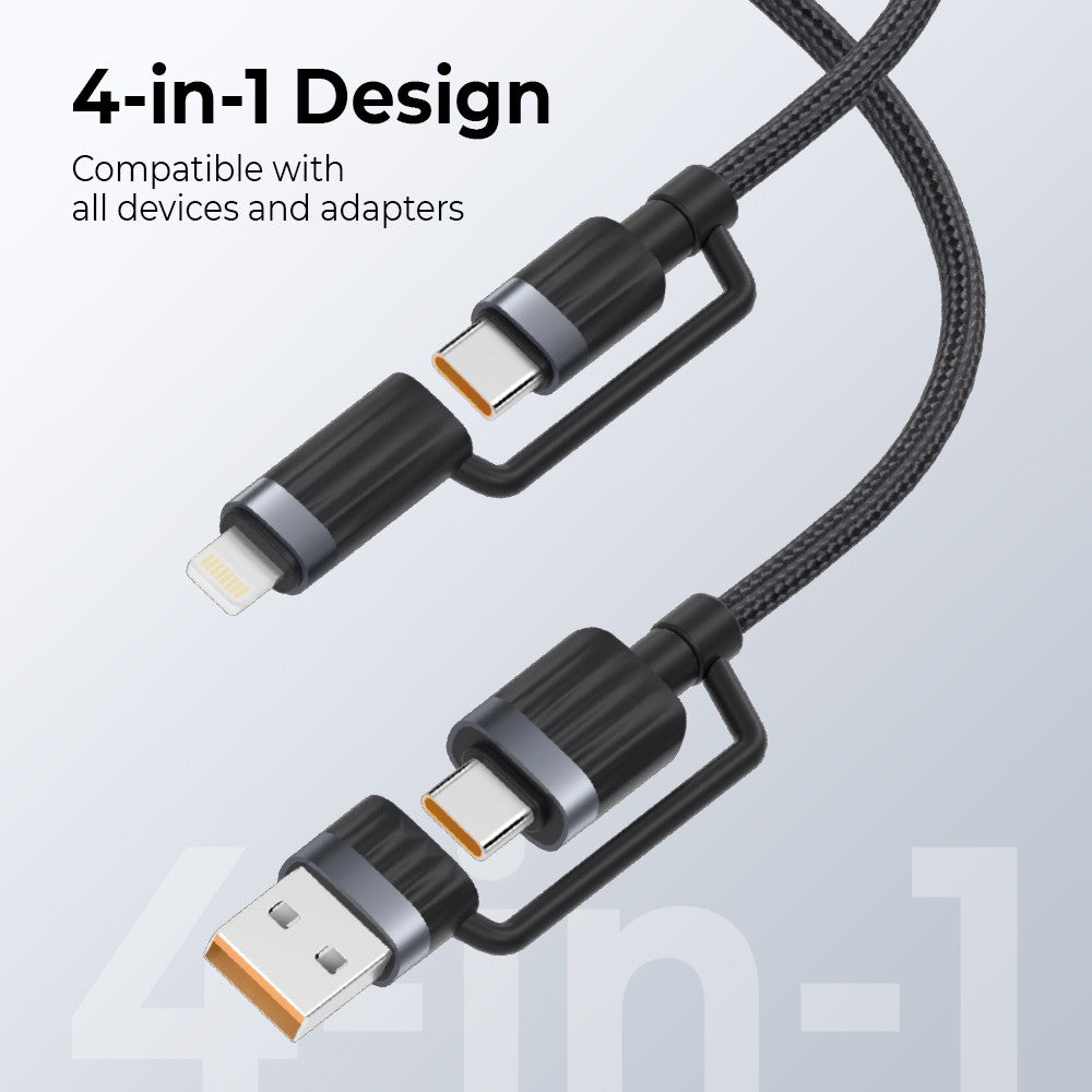 iQuick TransWire I Series 4 in 1 Charging Date Cable 1.2m