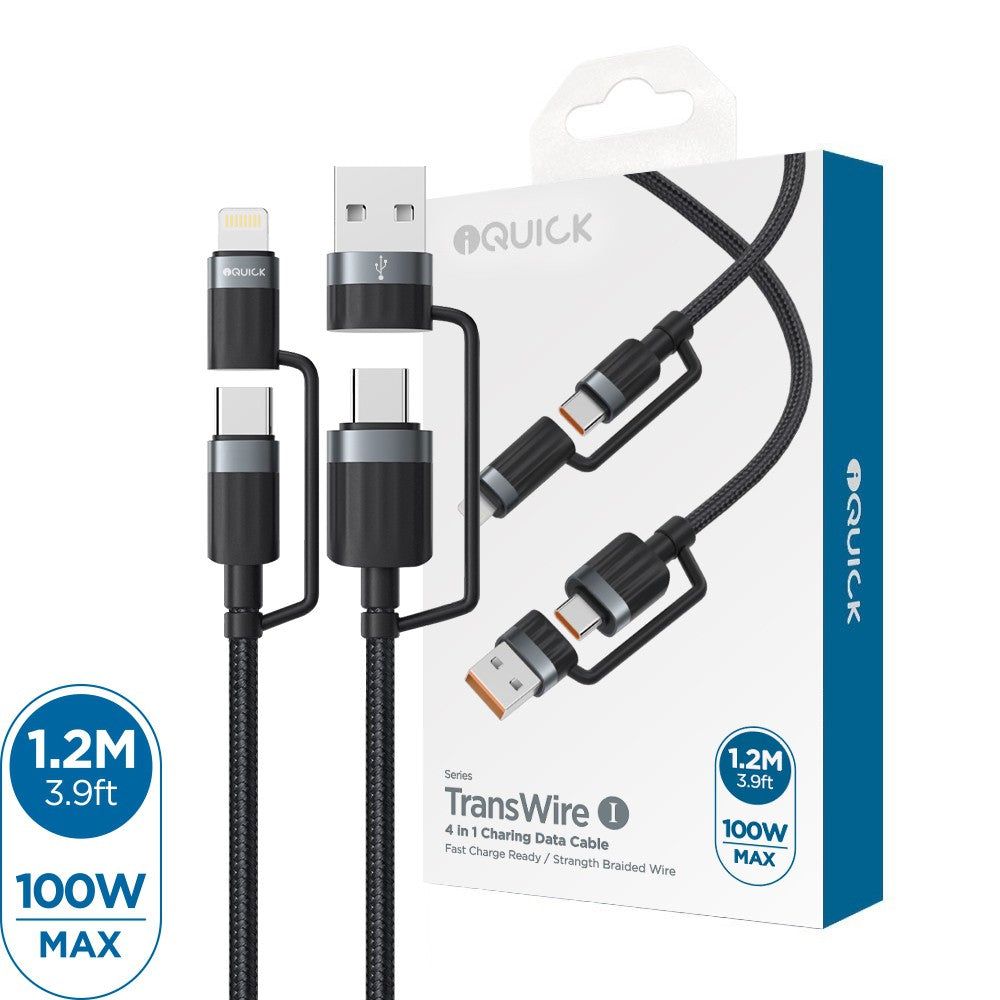 iQuick TransWire I Series 4 in 1 Charging Date Cable 1.2m