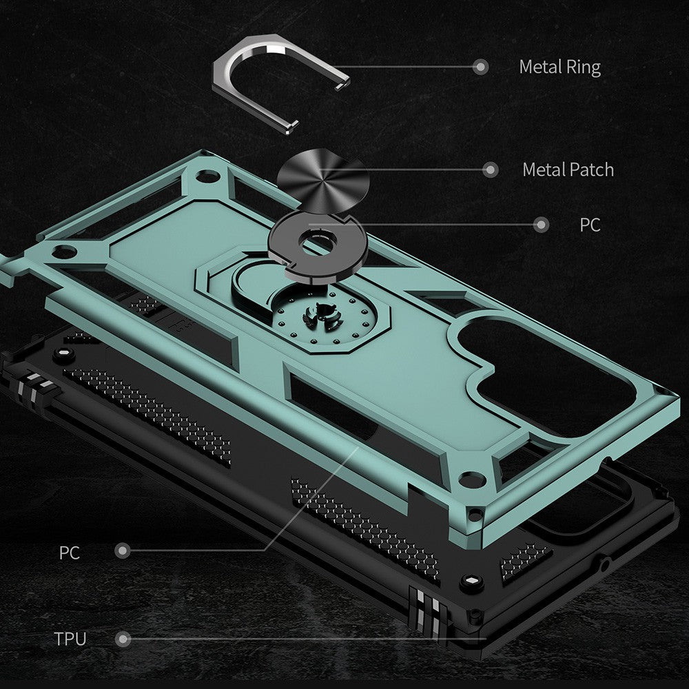 Rotating Metal Ring Holder Armor Shockproof Case Cover for Samsung Galaxy S22 Ultra
