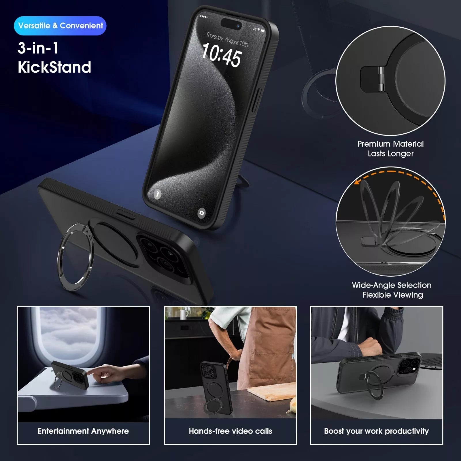 Magnetic Kickstand Matte Case for iPhone 15 Pro Max