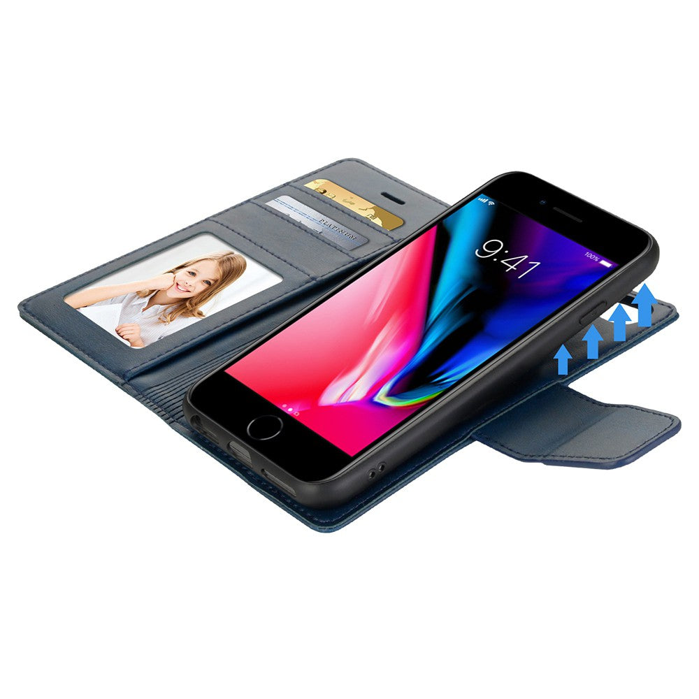Hanman 2 in 1 Detachable Magnetic Flip Leather Wallet Cover Case for iPhone 6 / 6S / 7 / 8 / SE (2020) / SE (2022)