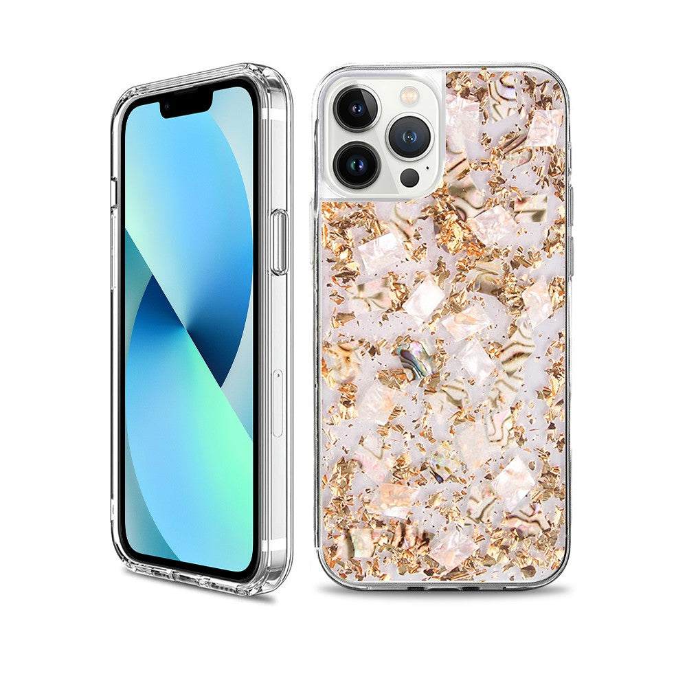 Dried Flower Bling Gold Foil Clear Case Cover for iPhone 14 Plus