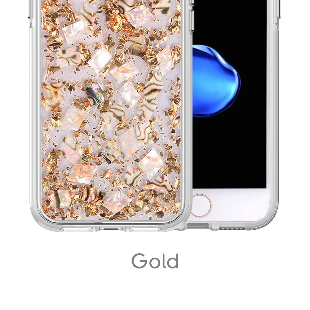 Dried Flower Bling Gold Foil Clear Case Cover for iPhone 6 / 6S / 7 / 8 / SE (2020) / SE (2022)