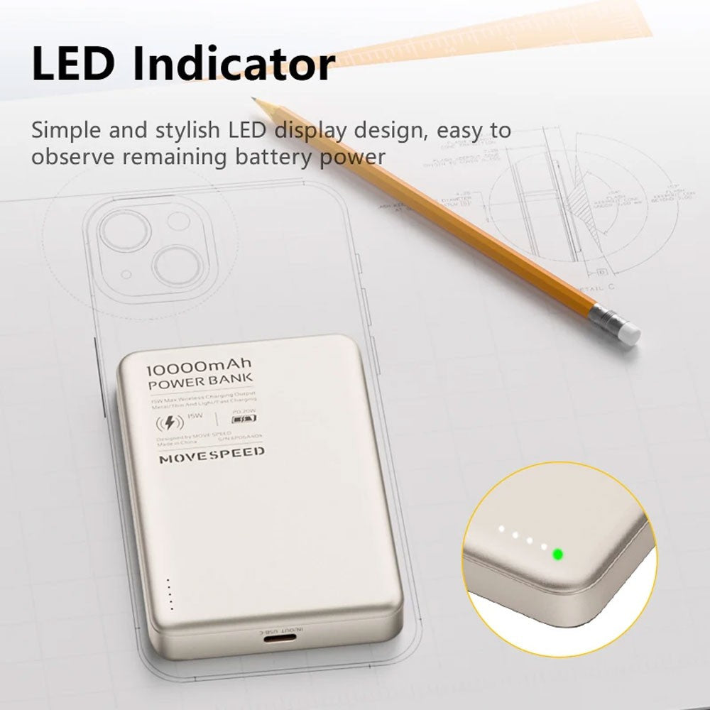 MOVE SPEED S10 Ultra-thin Titanium Magnetic Power Bank 10000mAh