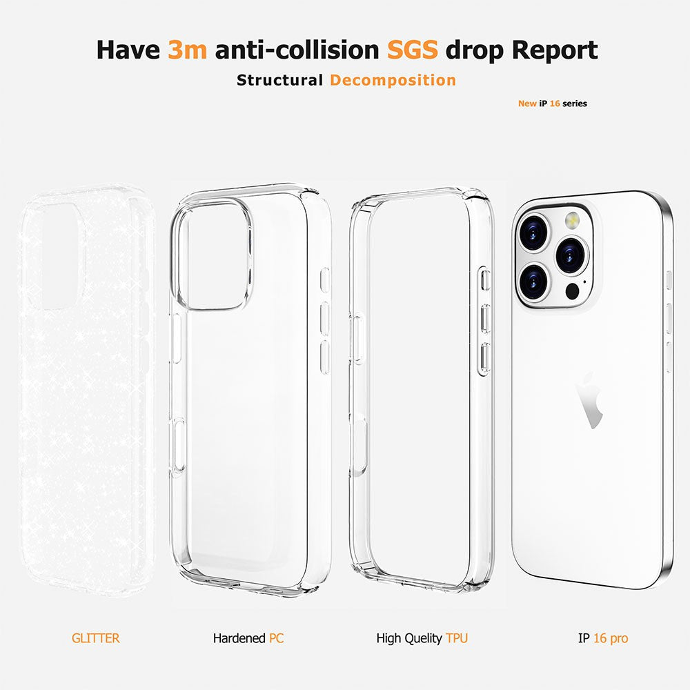 Shockproof Clear Protective Case for iPhone 16 Pro
