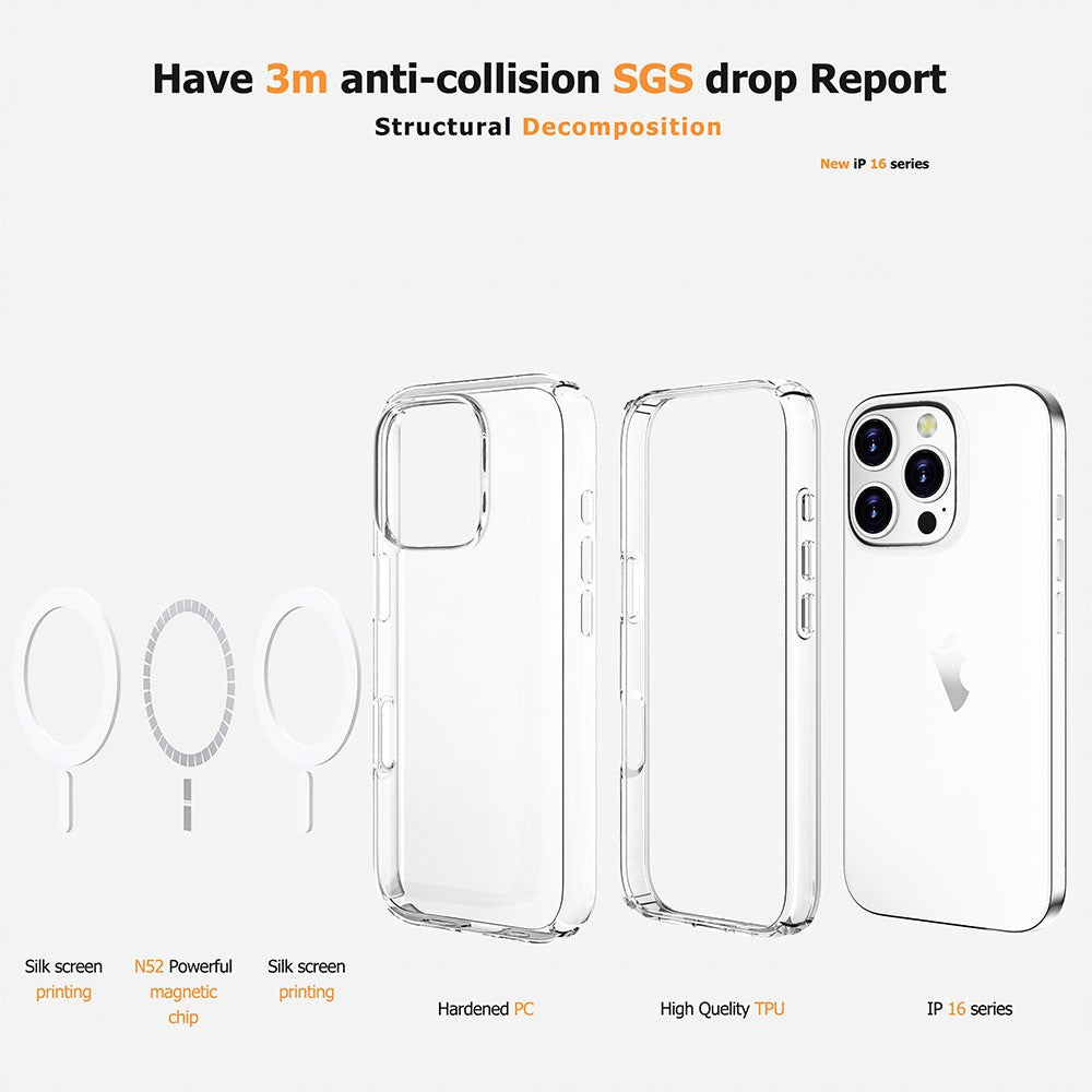 Shockproof Clear Magsafe Case for iPhone 16 Pro