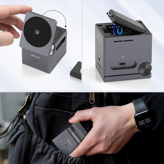 iQuick CUBE T1 3 in 1 Foldable Wireless Charger Stand Galaxy/ Apple Watch Pads