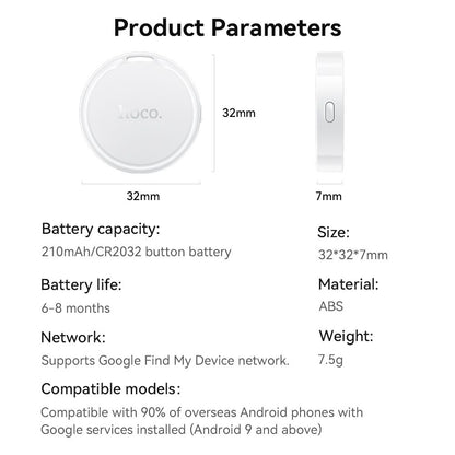 Hoco E96A (For Android) Busca Intelligent Positioning Anti-Lost Device Tag (Android Find Hub)