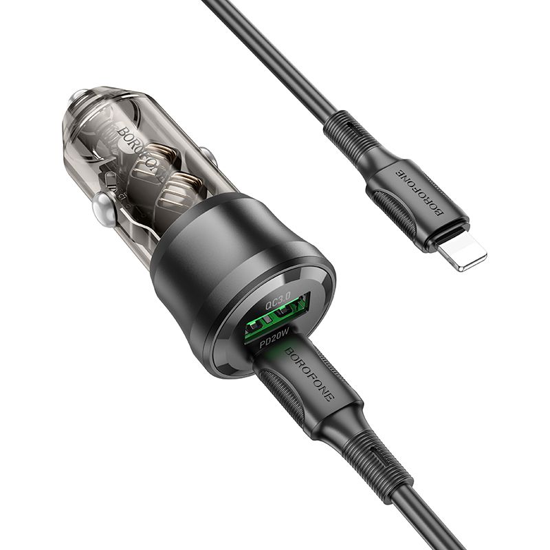 BOROFONE 38W Dual Port Car Charger with Lightning Cable