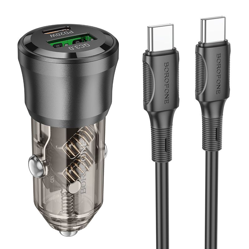 BOROFONE 38W Dual Port Car Charger with Type-C Cable