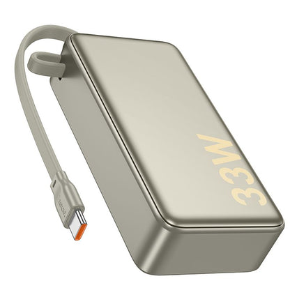 Hoco Q27A Jewel 33W Power Bank with built-in Cable(10000mAh) - Titanium Gold