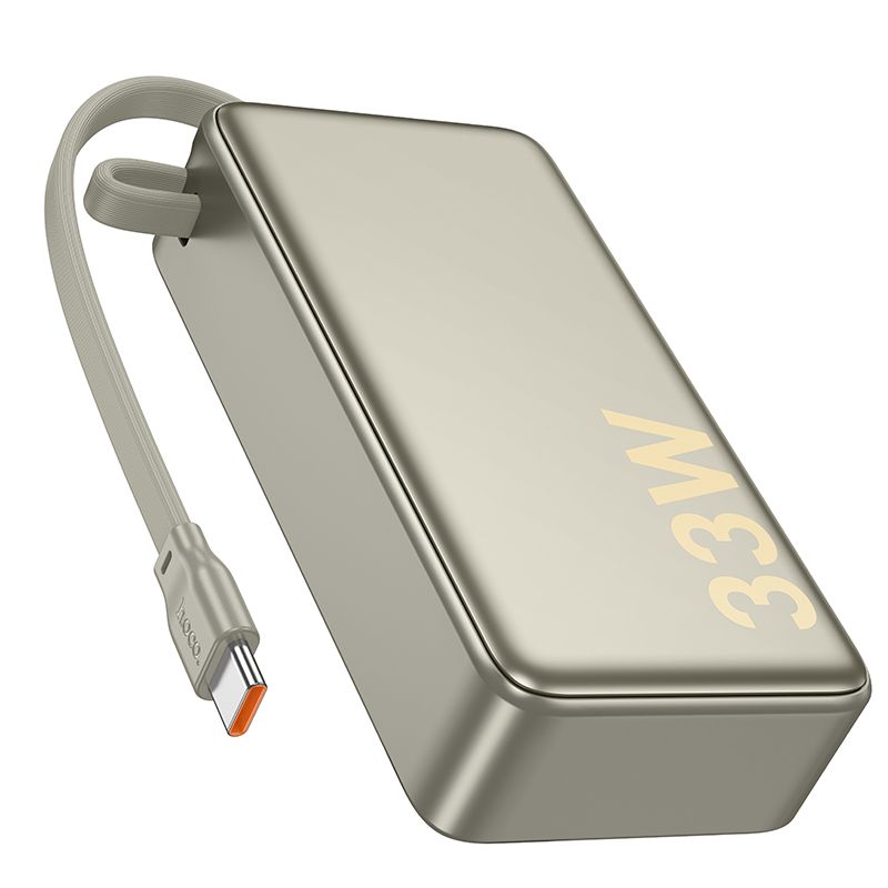 Hoco Q27A Jewel 33W Power Bank with built-in Cable(10000mAh) - Titanium Gold