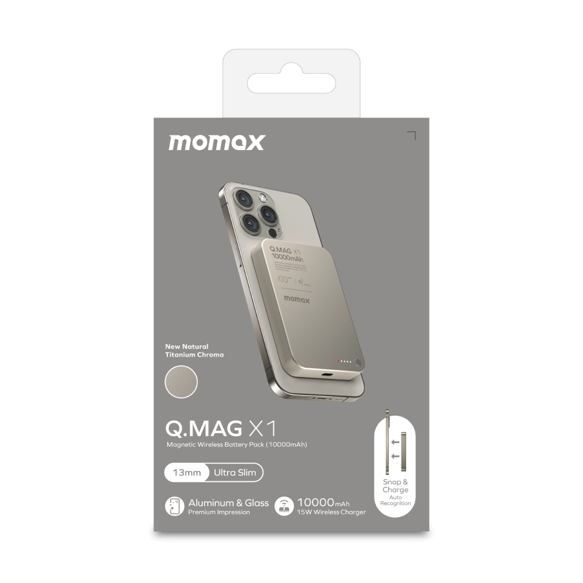 Momax Ultra Thin 20W Magsafe Wireless Titanium Power Bank 10000mAh