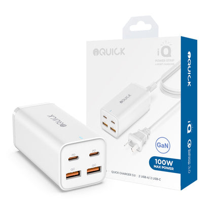 iQuick 100W 2*USB-A 2*USB-C 4-Port Charger Power Strip