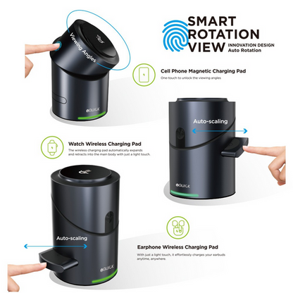 iQuick Satellite CBT-10Q 3 in 1 Foldable Wireless Charger Stand