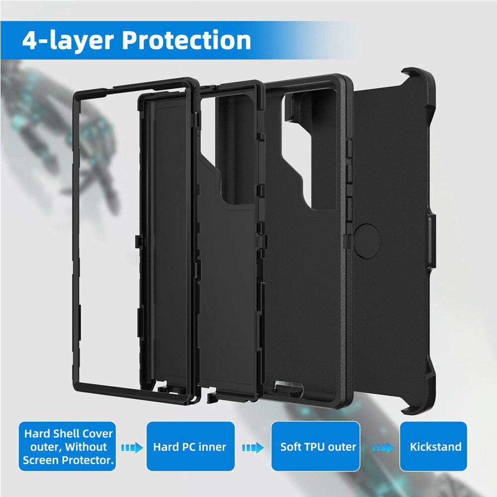 Shockproof Robot Armor Hard Plastic Case with Belt Clip for Samsung Galaxy S23 Ultra