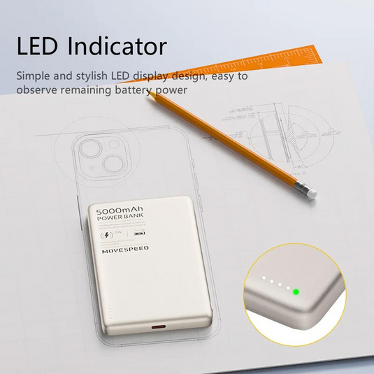 MOVE SPEED S5 Ultra-thin Titanium Magnetic Power Bank 5000mAh