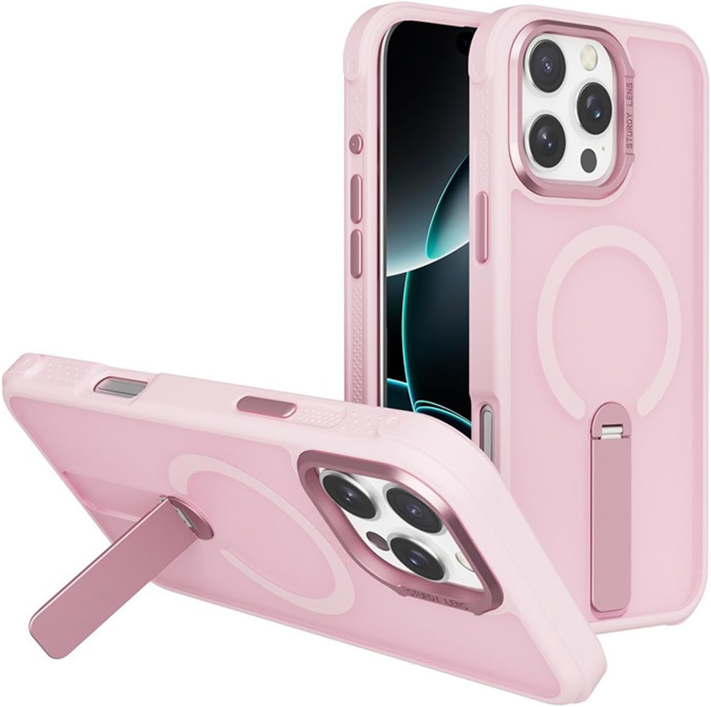 MetalEase Metal Kickstand Soft Grip Matte Case for iPhone 17 Pro Max