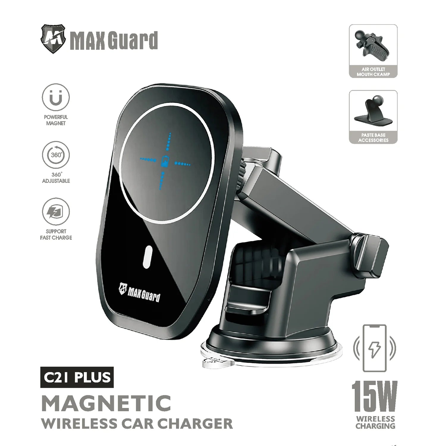 Maxguard 15W Magsafe Wireless Car Charger Holder C21 Plus