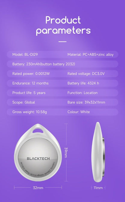 BLACKTECH Smart Tracking Tag with Case Anti-lost Device Tag (Apple Find My)
