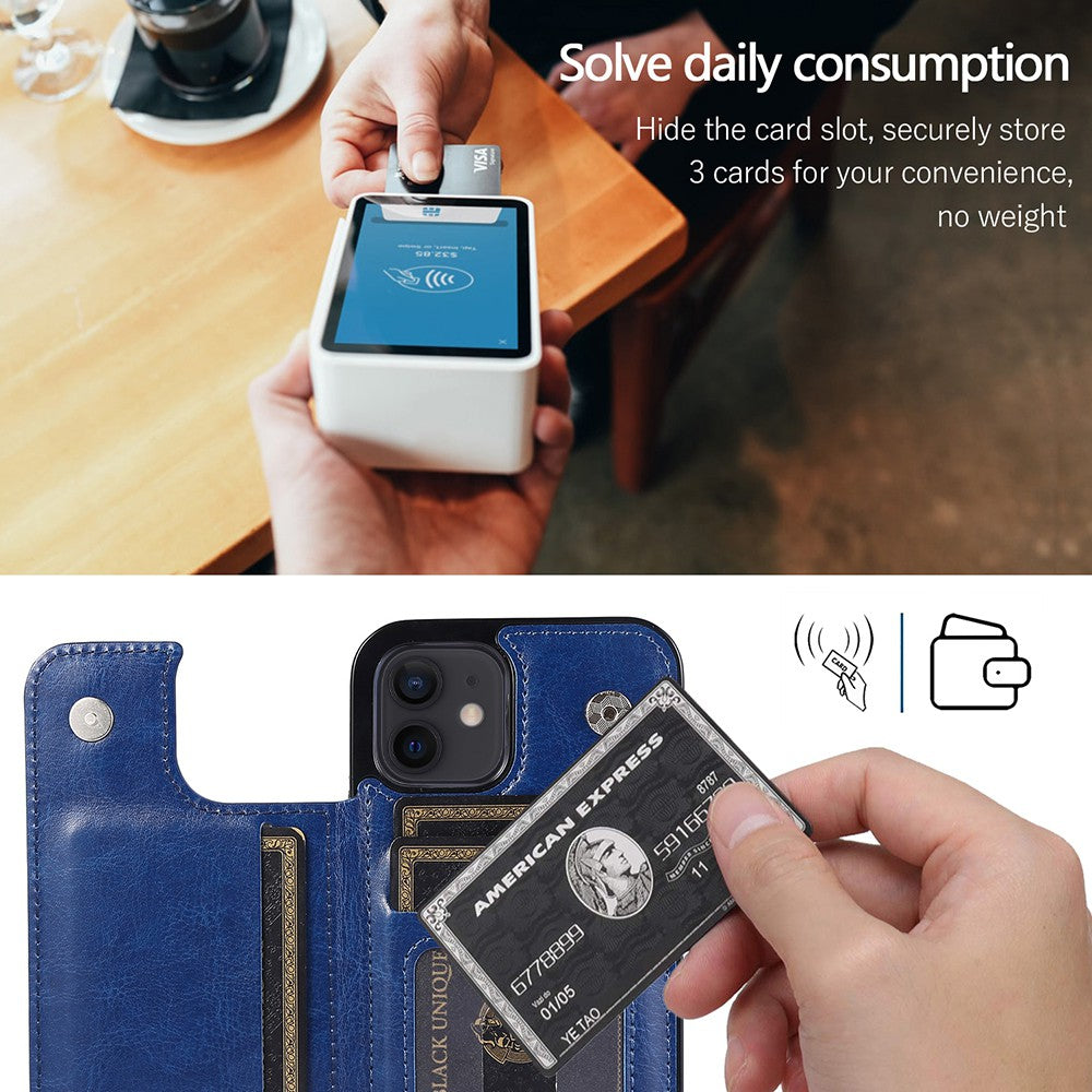 Back Flip Leather Wallet Cover Case for iPhone 12 Pro Max (6.7'')