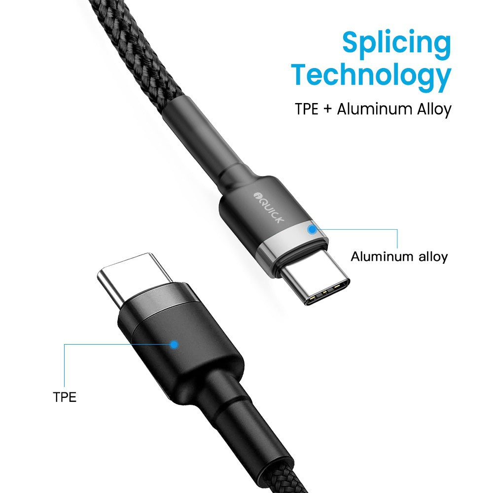 iQuick Braided USB-C to USB-C Fast Charging Cable 0.3M Compatible for iPhone 15 16 Series