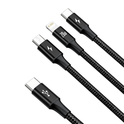 Baseus Rapid Series 3-in-1 Fast Charging Data Cable Type-C to C+L+C PD 20W 1.5M