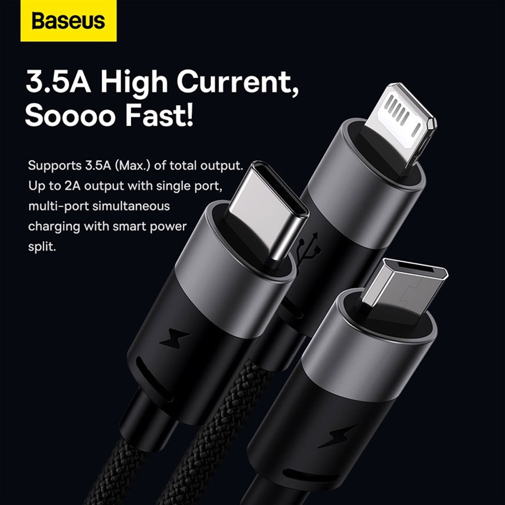 Baseus StarSpeed 1-for-3 Fast Charging Data Cable USB to M+L+C 3.5A 1.2m