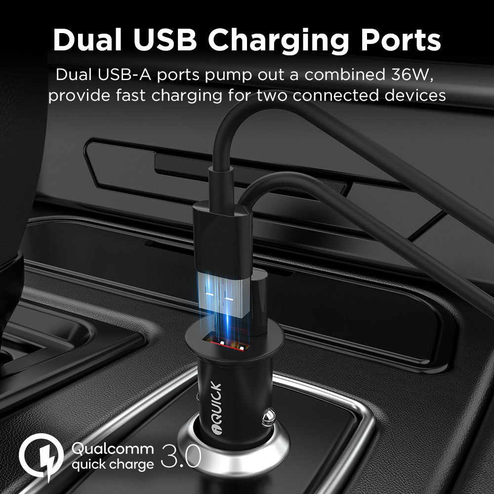 iQuick CQ1 36W Fast Car Charging Dual USB-A Ports