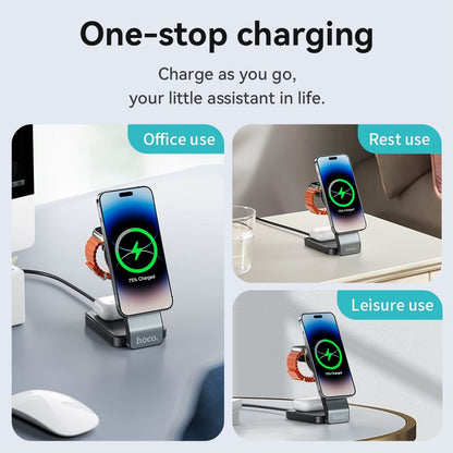 Hoco CQ3 15W Folding 3 in 1 Mag Fast Wireless Charger (MagSafe Compatible)