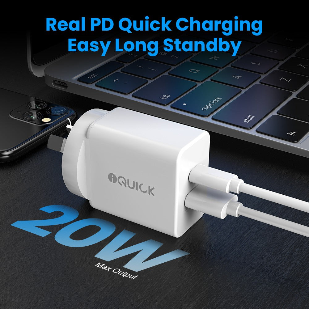 iQuick 20W Dual Ports Fast Charging Adapter