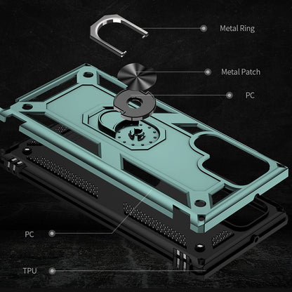 Rotating Metal Ring Holder Armor Shockproof Case Cover for Samsung Galaxy S22 Ultra