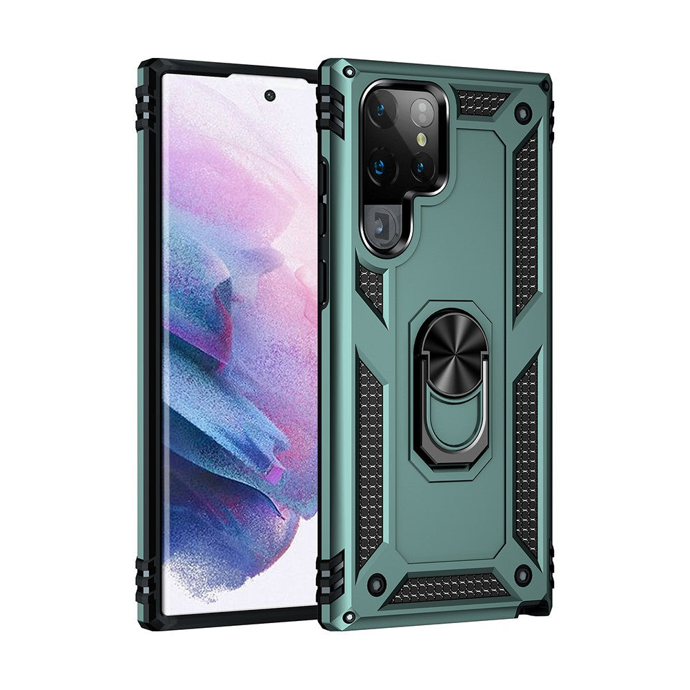 Rotating Metal Ring Holder Armor Shockproof Case Cover for Samsung Galaxy S22 Ultra