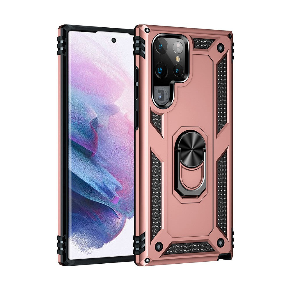 Rotating Metal Ring Holder Armor Shockproof Case Cover for Samsung Galaxy S22 Ultra