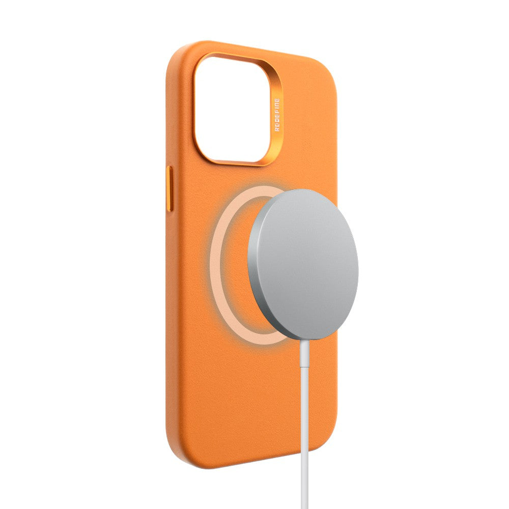 REDEFINE Metal Camera Lens PU Leather Case with Magnetic Ring for iPhone 13 Magsafe