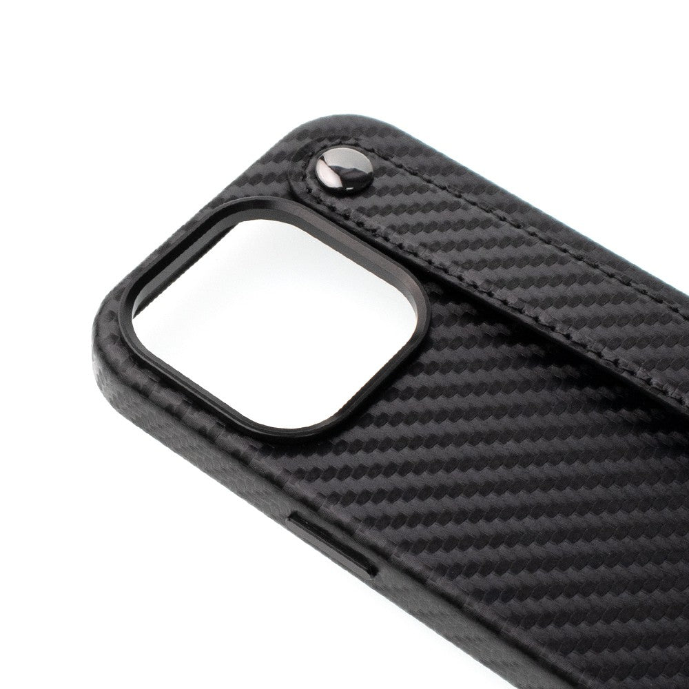 REDEFINE Metal Camera Lens PU Leather Case with Hand Belt for iPhone 13 / 14