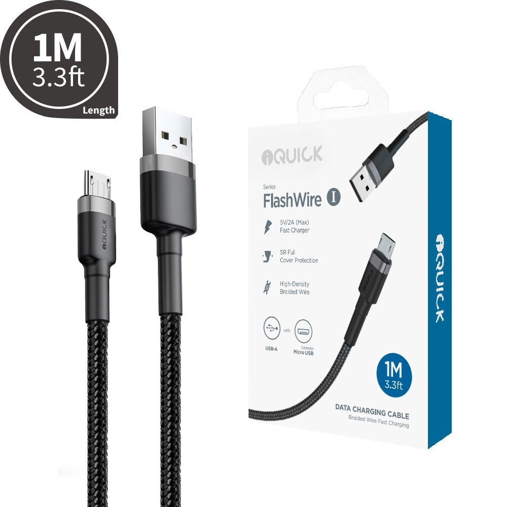 iQuick Braided Micro USB to USB-A Fast Charging Cable 1M
