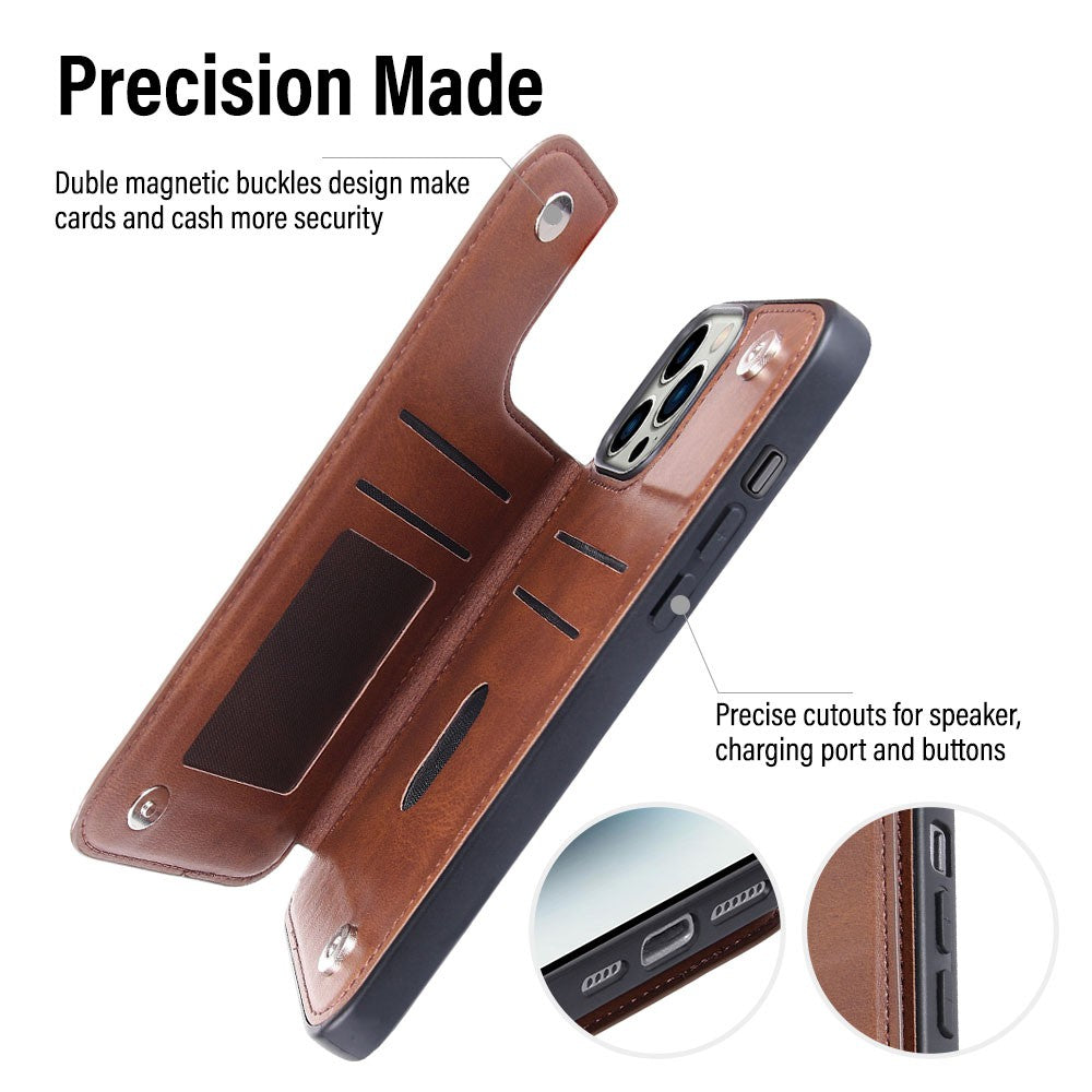 Hanman Back Flip Leather Wallet Shockproof Cover Case for iPhone 14 Plus
