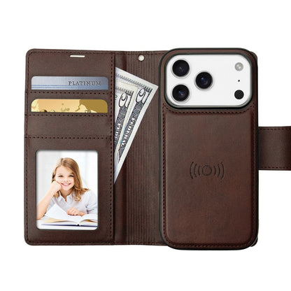 Hanman 2 in 1 Detachable Magnetic Flip Leather Wallet Cover Case for iPhone 17 Pro Max