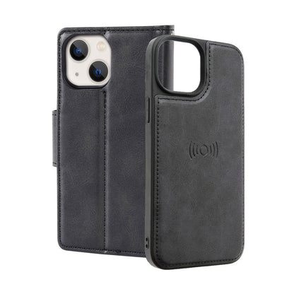 Hanman 2 in 1 Detachable Magnetic Flip Leather Wallet Cover Case for iPhone 14 Plus/ 15 Plus