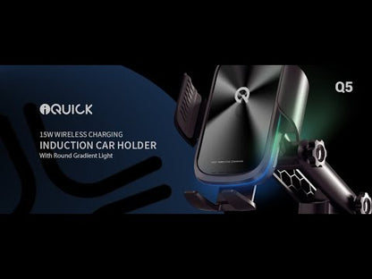 iQuick Q5 15W Wireless Charging Induction Car Holder With Round Gradient Light